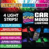 Car Mood Lighting with Remote Control - 6 Pieces Per Retail Ready Display 23307