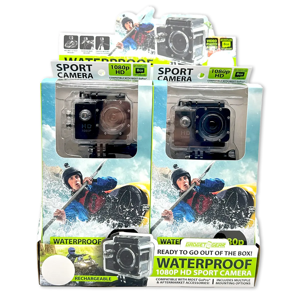 Waterproof Sport Camera with Micro Sd Card - 4 Pieces Per Retail Ready Display 23592 GADGET GEAR