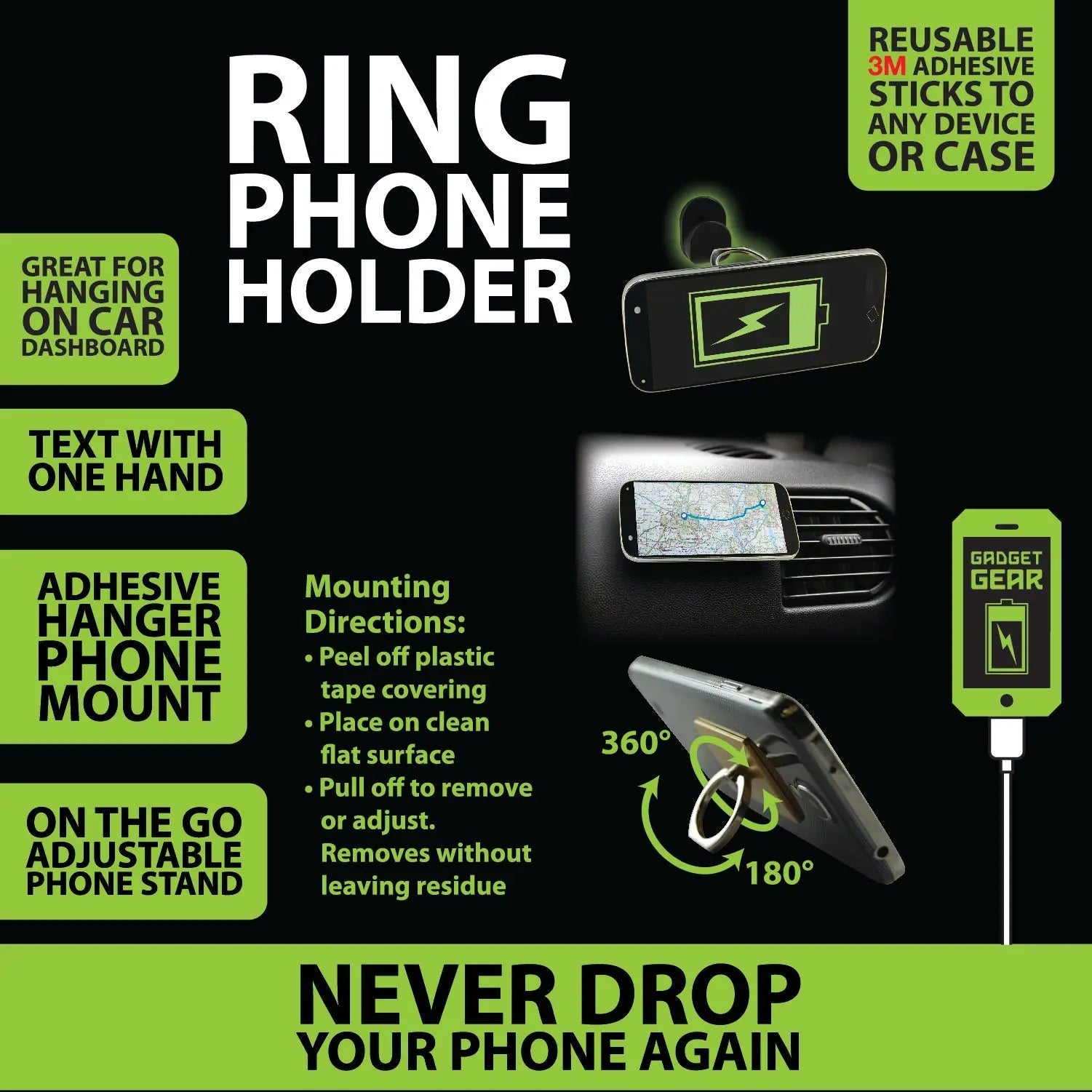 Ring Phone Holder - 4 Pieces Per Pack 23605 GADGET GEAR