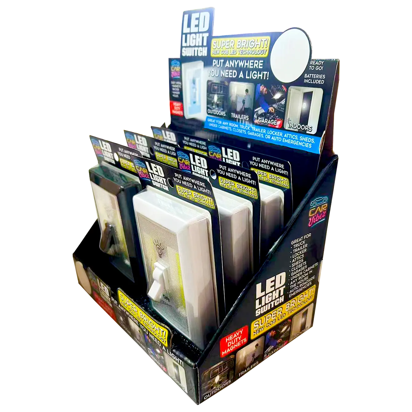 LED Light Switch with Magnets - 6 Pieces Per Retail Ready Display LED Light Switch with Magnets - 6 Pieces Per Retail Ready Display