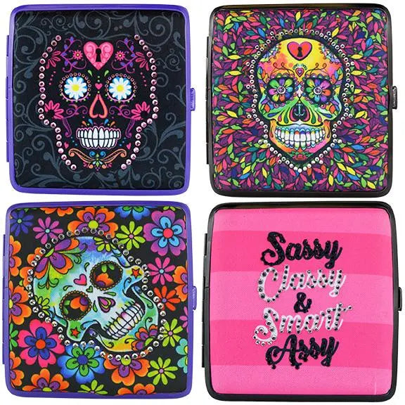 Metal Cigarette Case with Rhinestone Design - 8 Pieces Per Retail Ready Display 23890 SMOKEZILLA