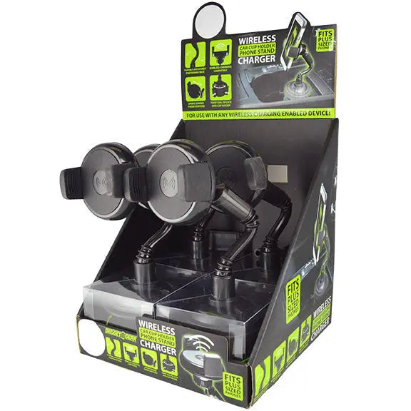 Wireless Charger with Cup Holder Mount - 4 Pieces Per Retail Ready Display 24112 GADGET GEAR