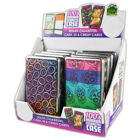 100s Cigarette Case with Mirror - 8 Pieces Per Retail Ready Display 25194 SMOKEZILLA