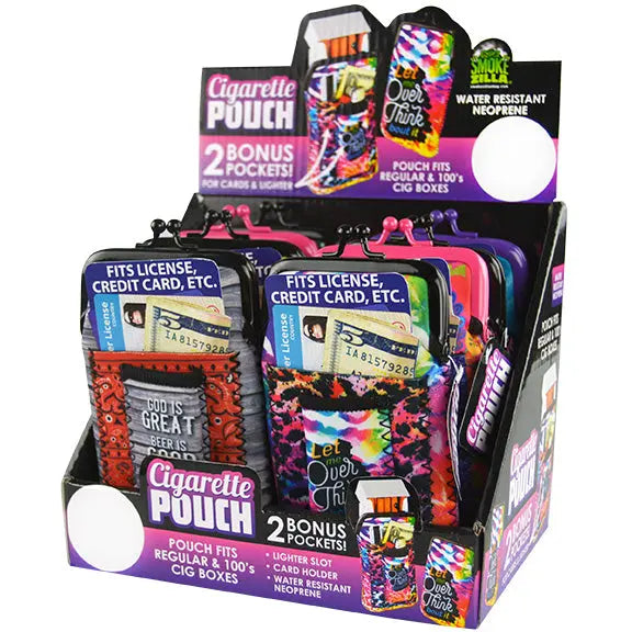 Neoprene Cigarette Pouch with Pocket - 8 Pieces Per Retail Ready Display 26659 SMOKEZILLA