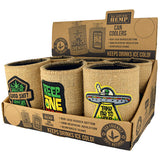 Neoprene Hemp Lined Can and Bottle Cooler Coozie - 6 Pieces Per Retail Ready Display 30000
