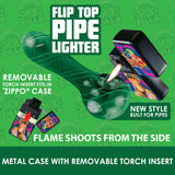 Metal Flip Top Pipe Torch Lighter - 12 Pieces Per Retail Ready Display 30024