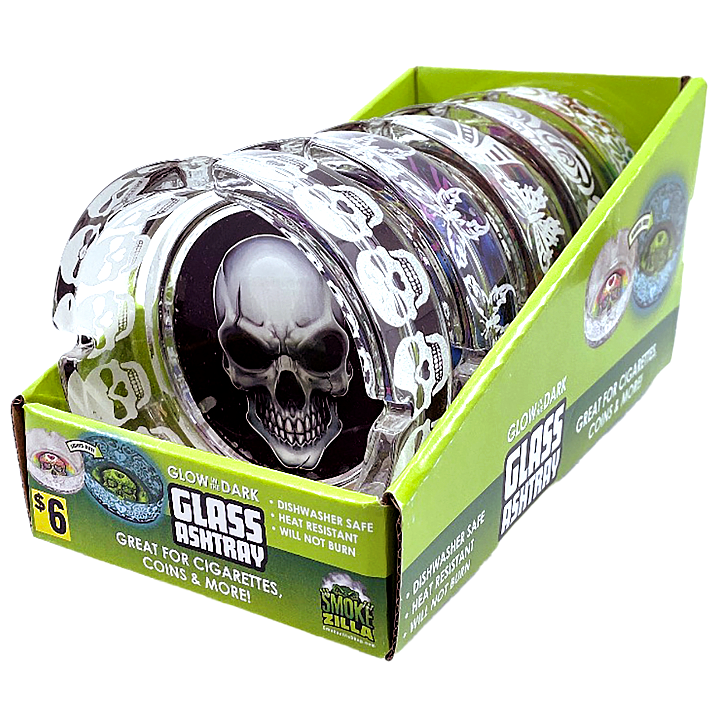 4.5 Skull Car Ashtray W/ LED Light 6ct Box