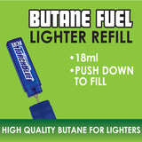 18ML Torch Blue Bulk Butane Refill - 18 Pieces Per Retail Ready Display 41394