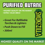 300ML Bulk Smokezilla Butane Refill - 6 Pieces Per Retail Ready Display 41397