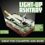 Glass Ashtray with LED Light Up Design - 6 Per Retail Ready Wholesale Display 41473