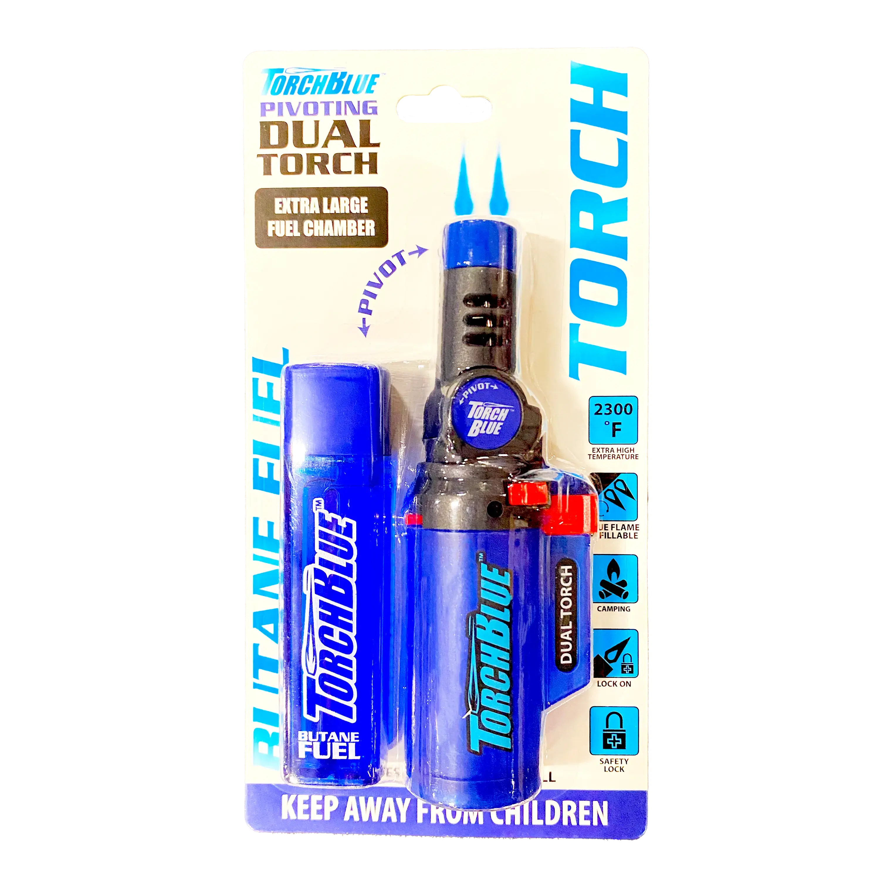 Butane Torch Lighters Assortment Floor Display - 30 Pieces Per Retail Ready Display 88673 TORCH BLUE