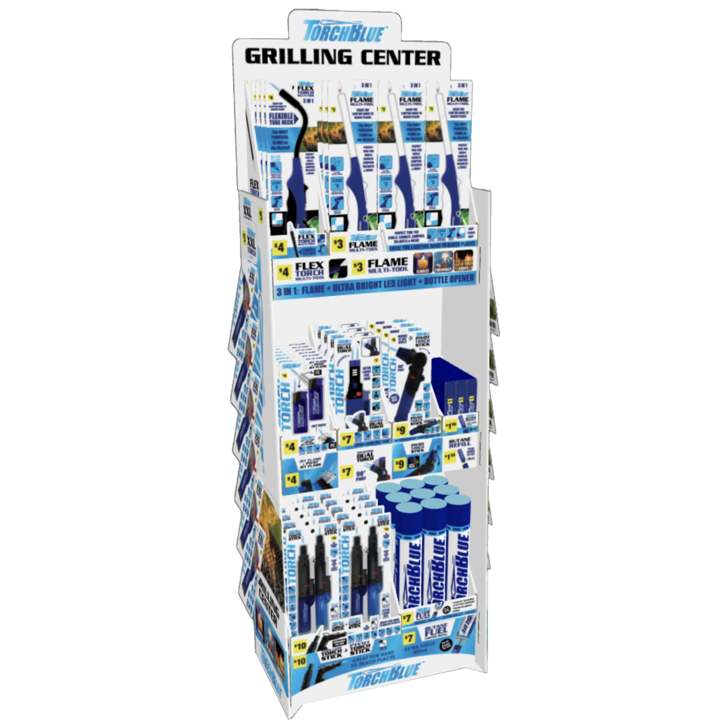 Grilling Center Assortment Floor Display - 80 Pieces Per Retail Ready Display 88401 TORCH BLUE