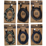 Charging Cable Canvas Assortment 9FT - 6 Pieces Per Retail Ready Display 88435
