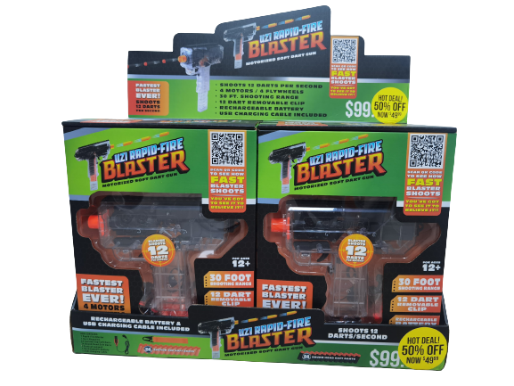 Rapid Fire Soft Dart Gun with Darts - 6 Pieces Per Retail Ready Display 22863 KIPP BROTHERS