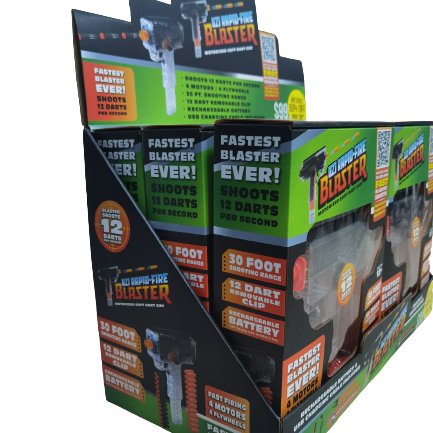 Rapid Fire Soft Dart Gun with Darts - 6 Pieces Per Retail Ready Display 22863 KIPP BROTHERS