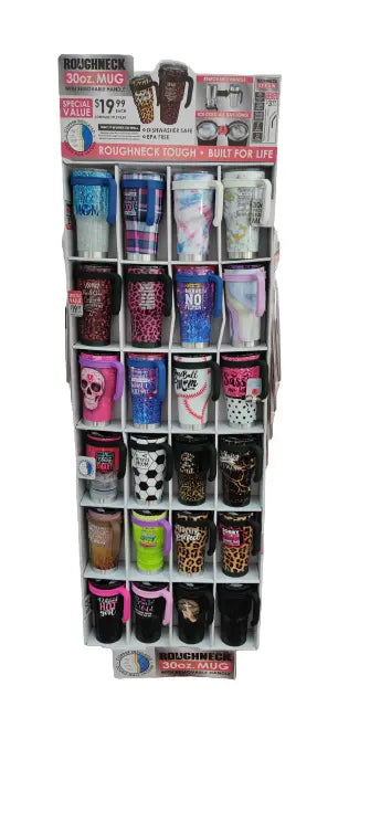 30 oz Insulated Stainless-Steel Cup with Handle Assortment Floor Display - 36 Pieces Per Retail Ready Display 88360 ROUGHNECK