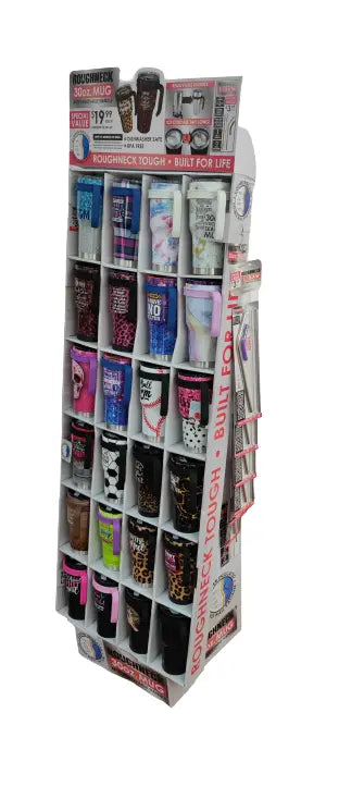 30 oz Insulated Stainless-Steel Cup with Handle Assortment Floor Display - 36 Pieces Per Retail Ready Display 88360 ROUGHNECK