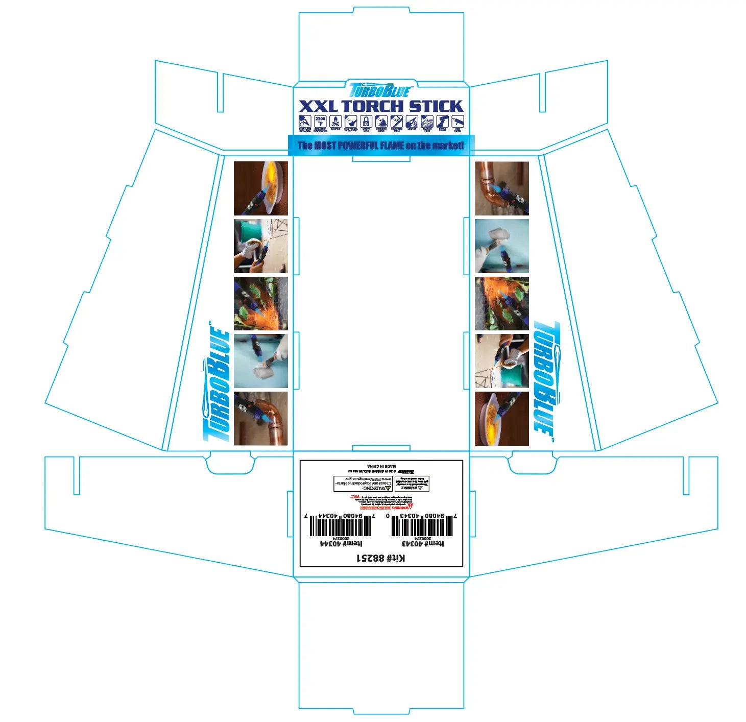 Torch Stick Assortment Floor Display - 120 Pieces Per Retail Ready Display 88251 TORCH BLUE