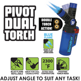 Pivot Head Dual Torch Lighter with Butane Refill Blister Pack - 12 Sets Per Pack 41535