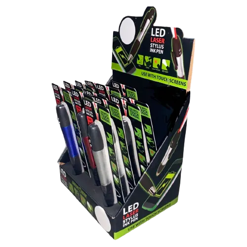 Laser Pointer Stylus with LED Light Pen - 12 Pieces Per Retail Ready Display 21607MN GADGET GEAR