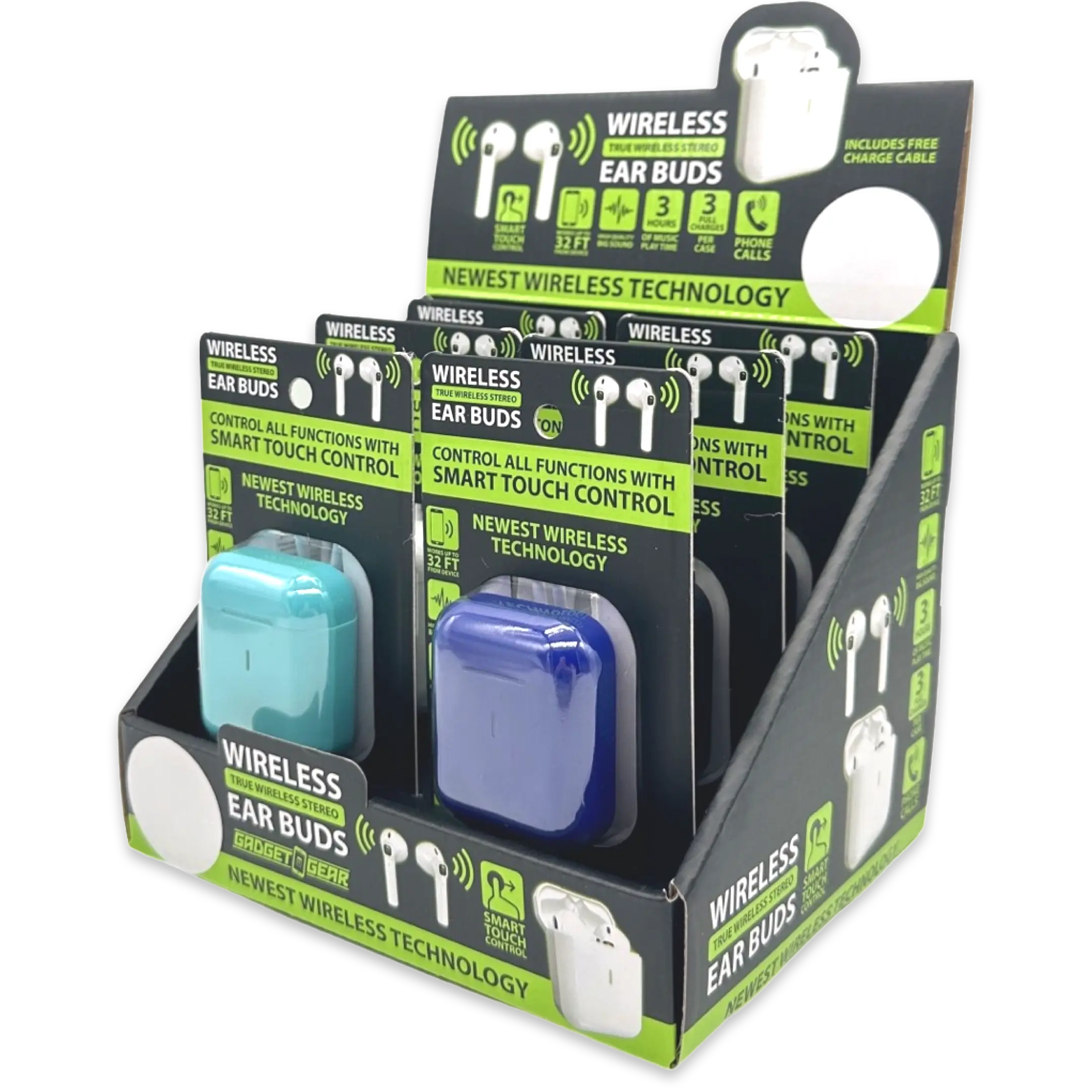 Wireless Earbuds with Case - 6 Pieces Per Retail Ready Display 23635 GADGET GEAR