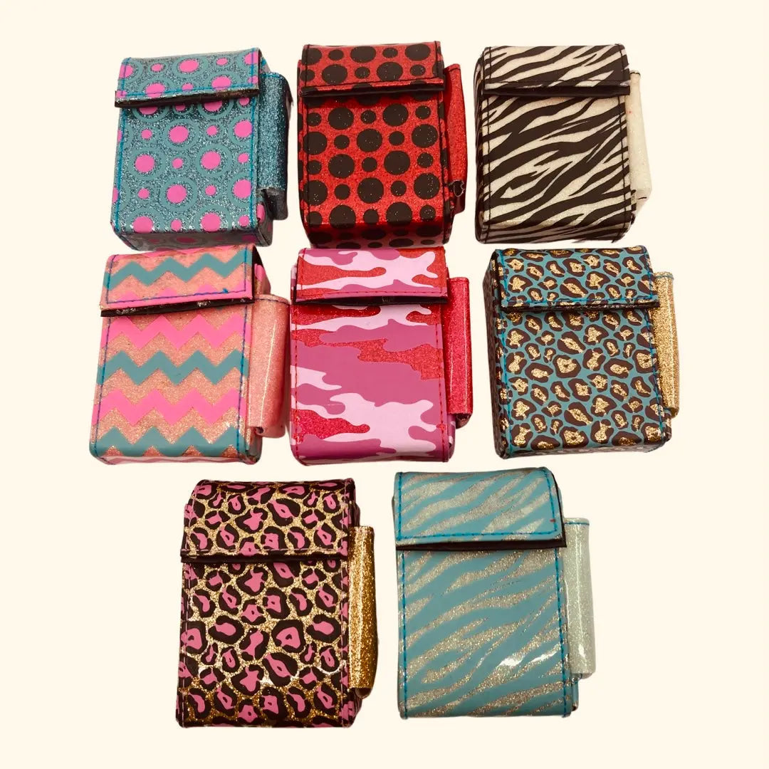 Fabric and Glitter Cigarette Case with Lighter Pouch - 8 Pieces Per Retail Ready Display 29991 NOVELTY INC