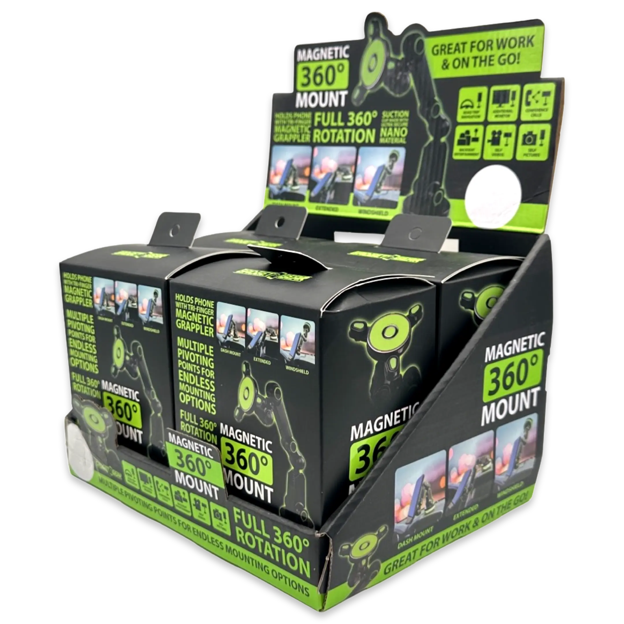 Phone Mount with Magnetic Mount and Suction Cup Base - 4 Pieces Per Retail Ready Display 21953 GADGET GEAR