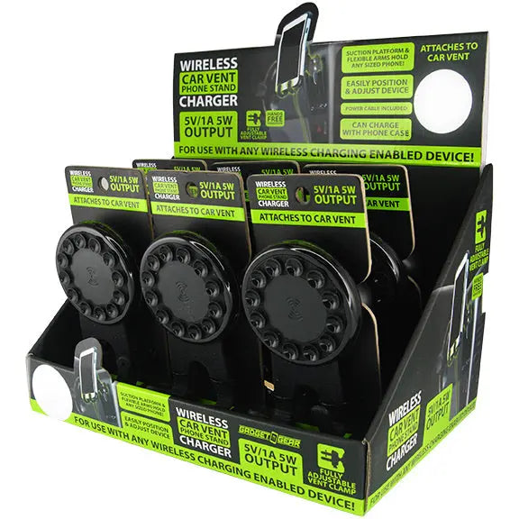 Phone Mount with Wireless Charging and Vent Clip - 6 Pieces Per Retail Ready Display 25588 GADGET GEAR