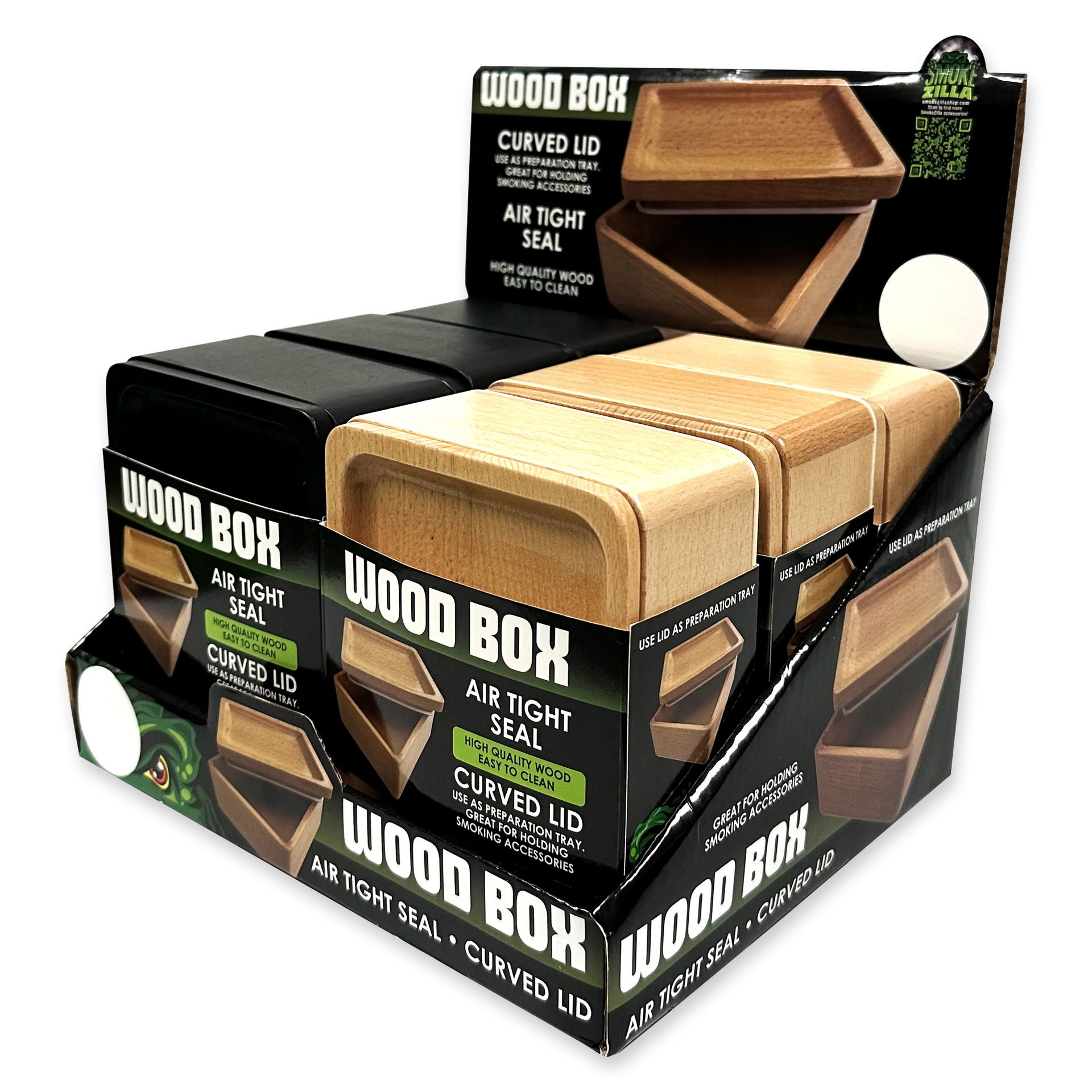 Wood Storage Box with Tray Lid - 6 Pieces Per Retail Ready Display