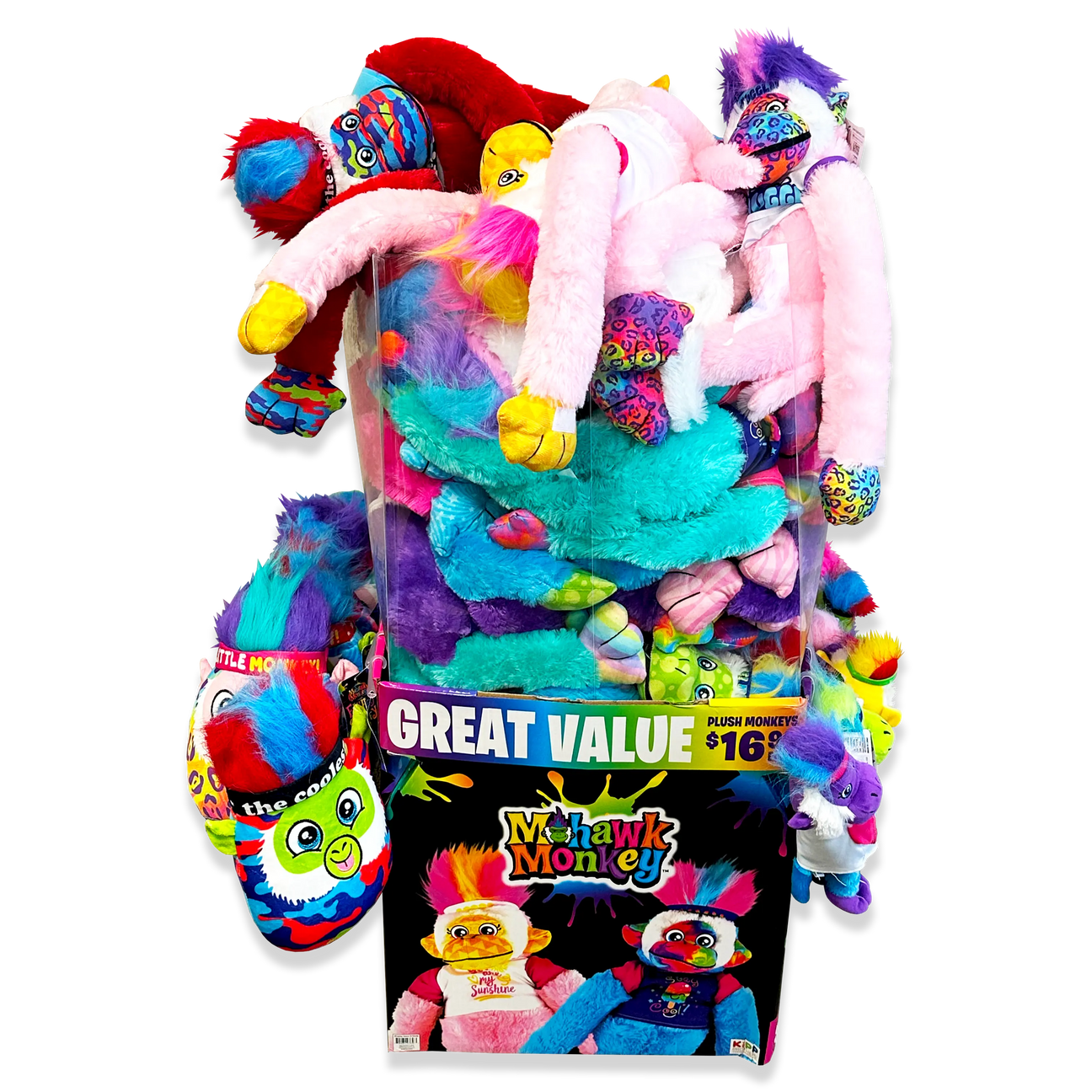 Plush Mohawk Monkey Assorted Floor Display 30 Pieces Per Retail Read