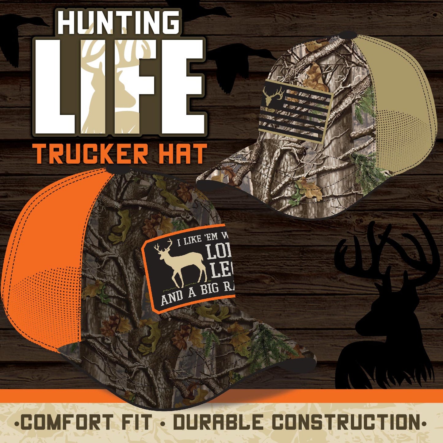 ITEM NUMBER 023756 HUNTING LIFE TRUCKER HATS 6 PIECES PER DISPLAY