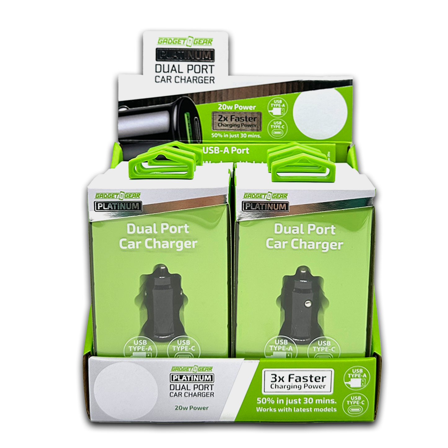 ITEM NUMBER 023760 USB AND USB-C DUAL CAR CHARGER 6 PIECES PER DISPLAY