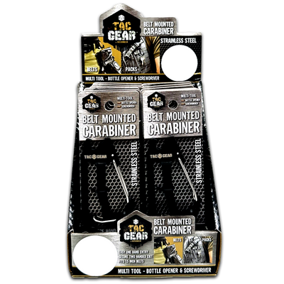 ITEM NUMBER 023762 BELT MOUNTED CARABINER TOOL 12 PIECES PER DISPLAY
