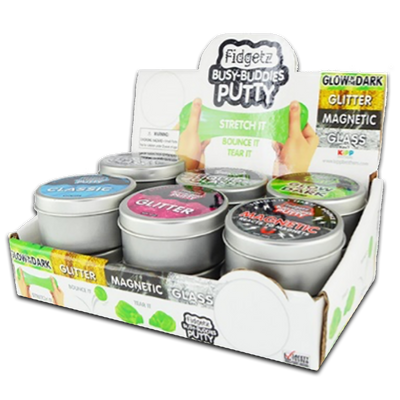 ITEM NUMBER 023802 BUSY BUDDIES FIDGETZ PUTTY 12 PIECES PER DISPLAY