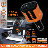 Car Charger DC 3 Port USB / USB-C / 120v Outlet 100 Watts- 4 Pieces Per Retail Ready Display 23861