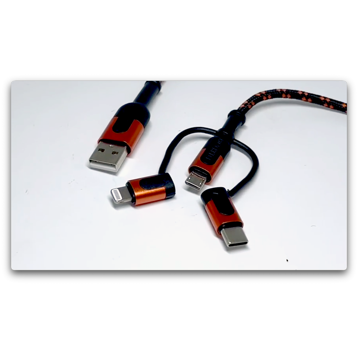 Charging Cable USB 3 in 1 Multi-Head USB-C / Micro USB / Lightning 10FT - 3 Pieces Per Pack 24561 ROUGHNECK