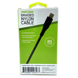 Charging Cable Nylon Braided USB to USB-C 4FT 2.4 Amp- 3 Pieces Per Pack 24616