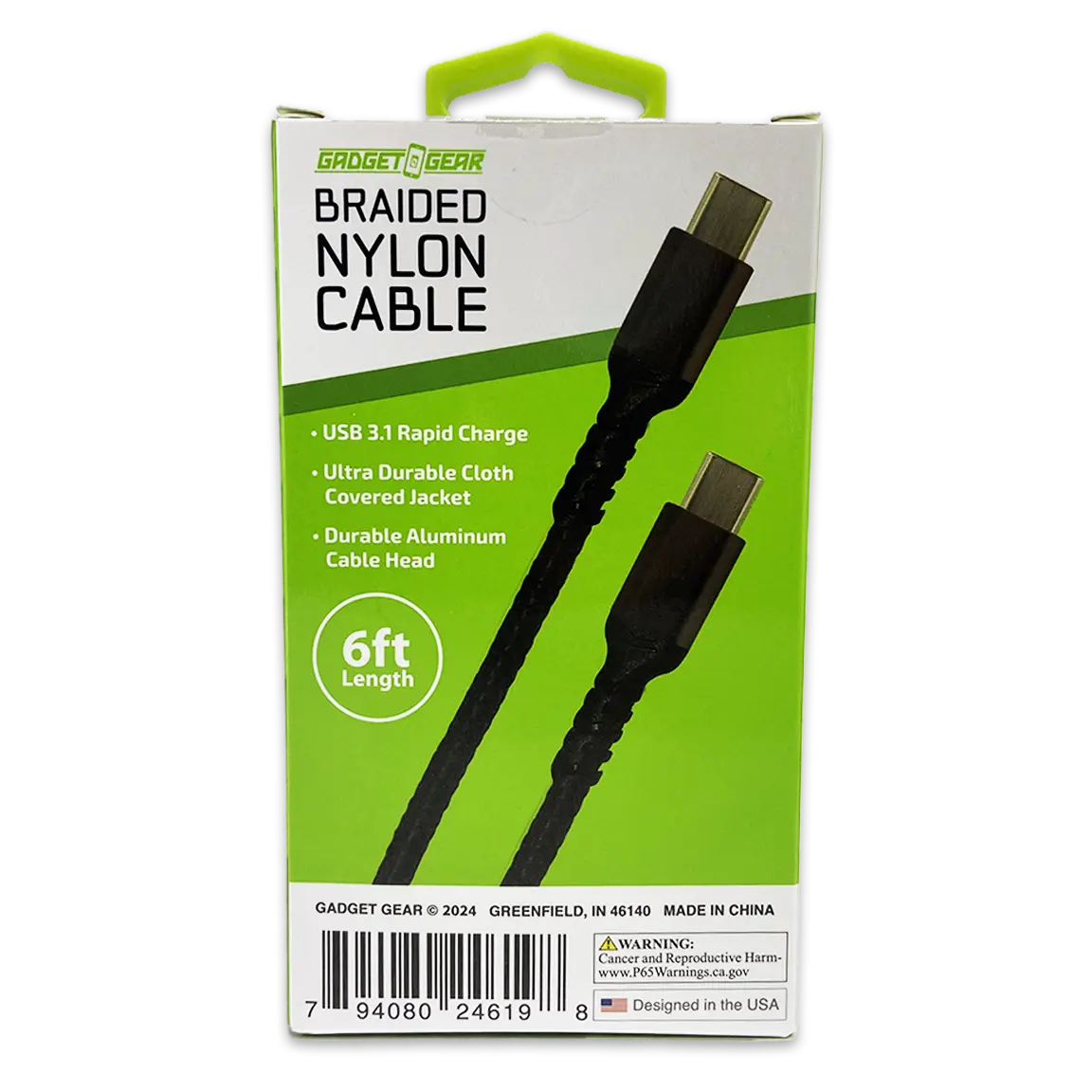 Charging Cable Nylon Braided USB-C to USB-C 6FT - 3 Pieces Per Pack 24 ...