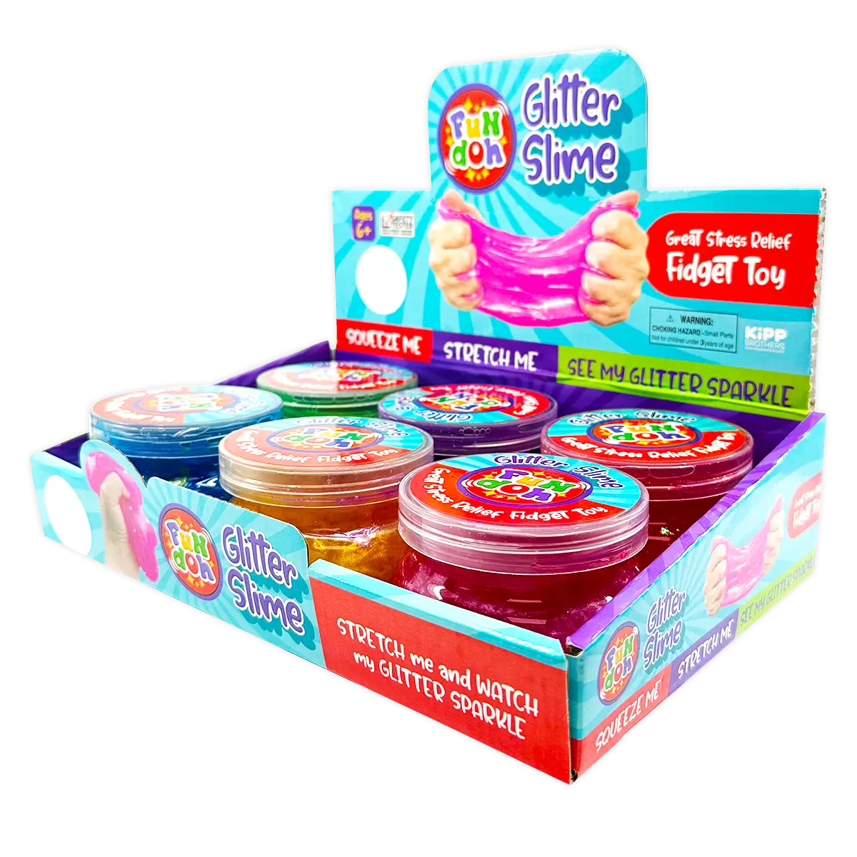 Slime Display Fun Doh Glitter Slime - 6 Pieces Per Retail Ready Display 25034 ...