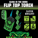 Glow In The Dark Flip Top Lighter - 15 Pieces Per Retail Ready Display 25125