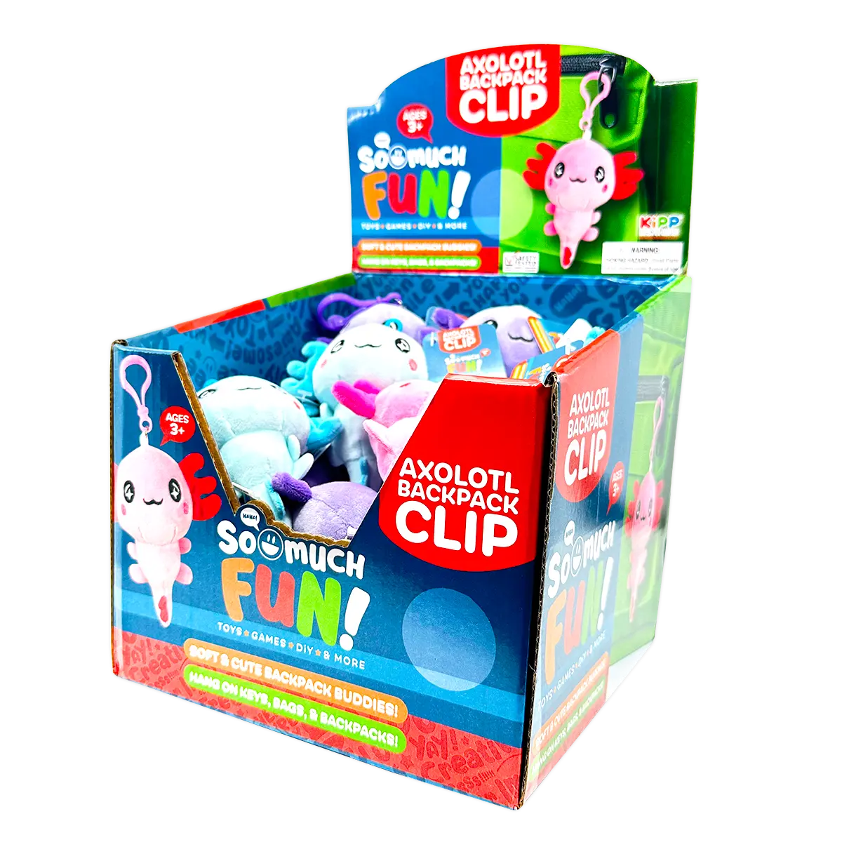 Axolotl Plush Backpack Clip 24 Pieces Per Retail Ready Display