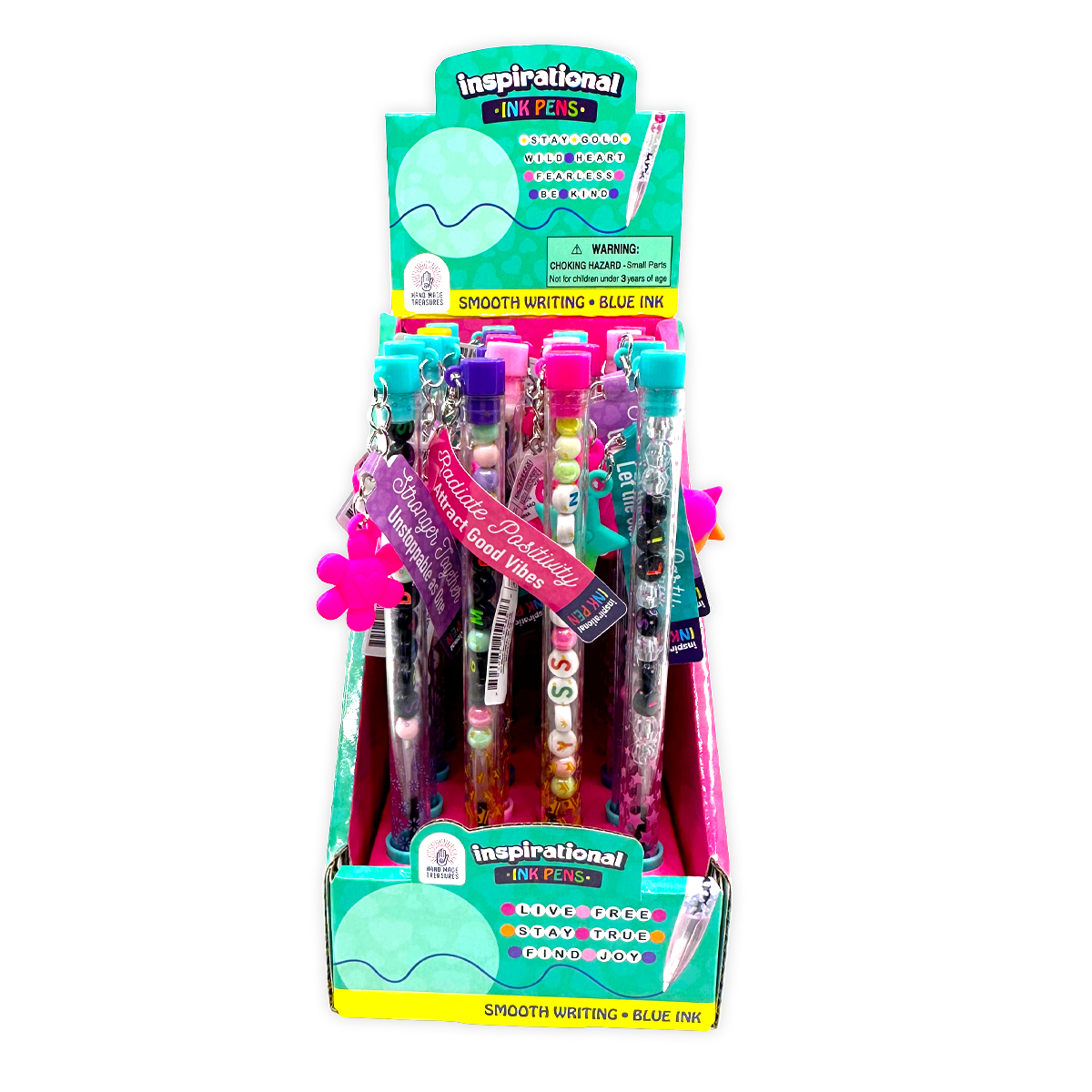 Beaded Inspirational Ink Pen with Charm - 24 Pieces Per Retail Ready Display 25489 NOVELTY INC