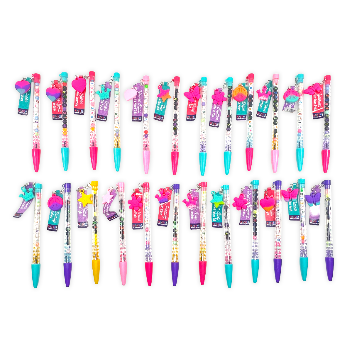 Beaded Inspirational Ink Pen with Charm - 24 Pieces Per Retail Ready Display 25489 NOVELTY INC