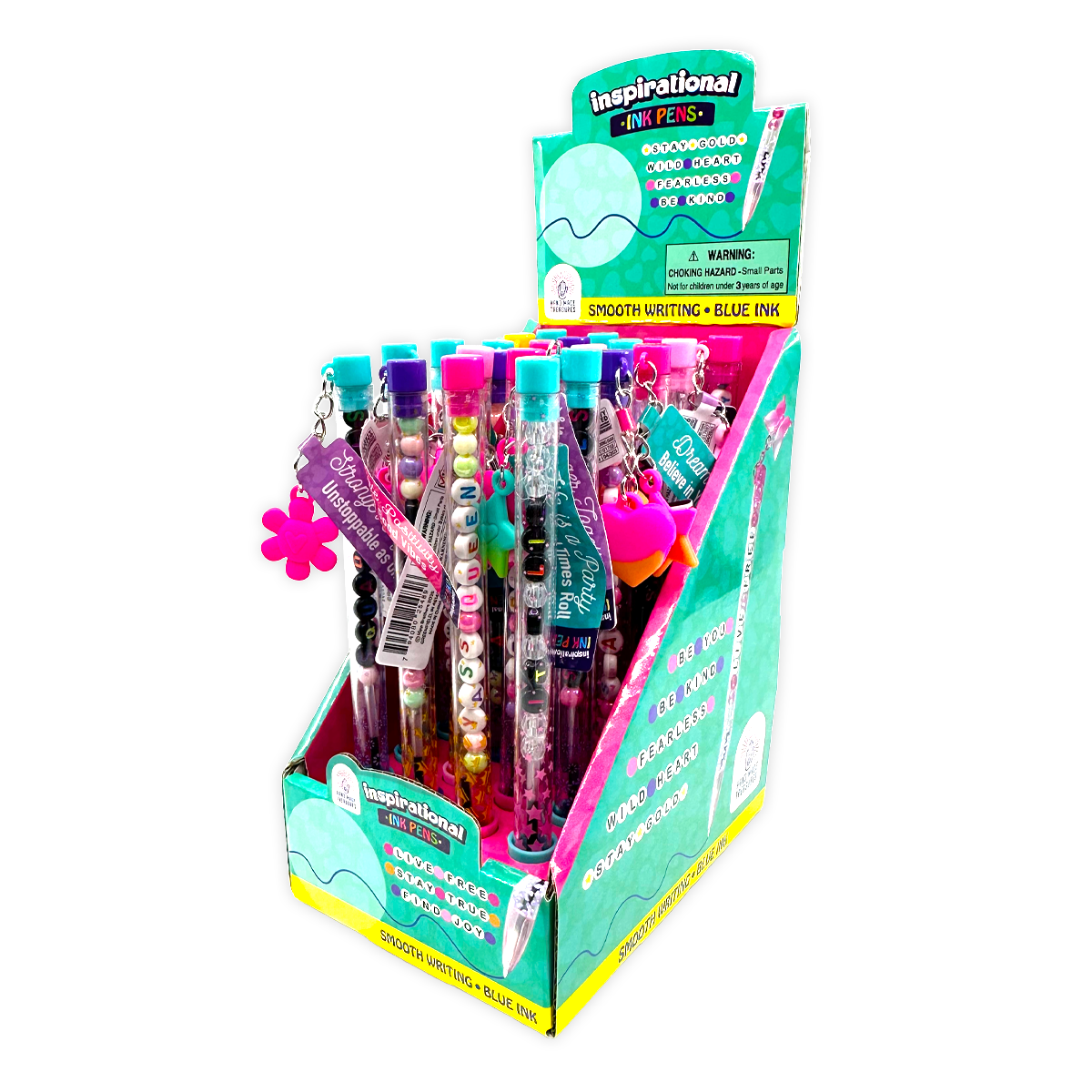 Beaded Inspirational Ink Pen with Charm - 24 Pieces Per Retail Ready Display 25489 NOVELTY INC