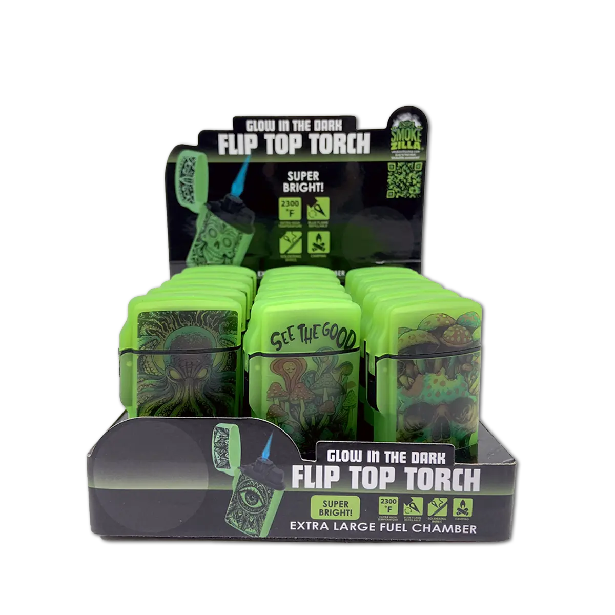 THE INFERNAL クリアブラック 蓄光チップ ILUILU Glow-in-the-Dark Flip Top Torch Lighter – NOVELTY INC WHOLESALE