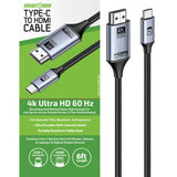 USB-C to HDMI Adapter Cable 6FT 4K Ultra HD 60hz - 6 Pieces Per Retail Ready Display 25788 - NOVELTY INC WHOLESALE
