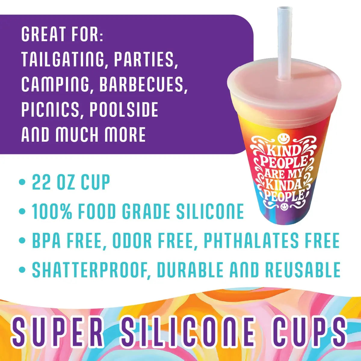 Silicone 22oz Super Cups - 6 Pieces Per Retail Ready Display 25980 ROUGHNECK