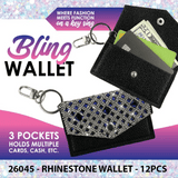 Bling Rhinestone Wallet Keychain - 12 Pieces Per Retail Ready Display 26045