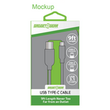 Charging Cable USB-A-to-USB-C 9FT - 6 Pieces Per Retail Ready Display 26183 GADGET GEAR