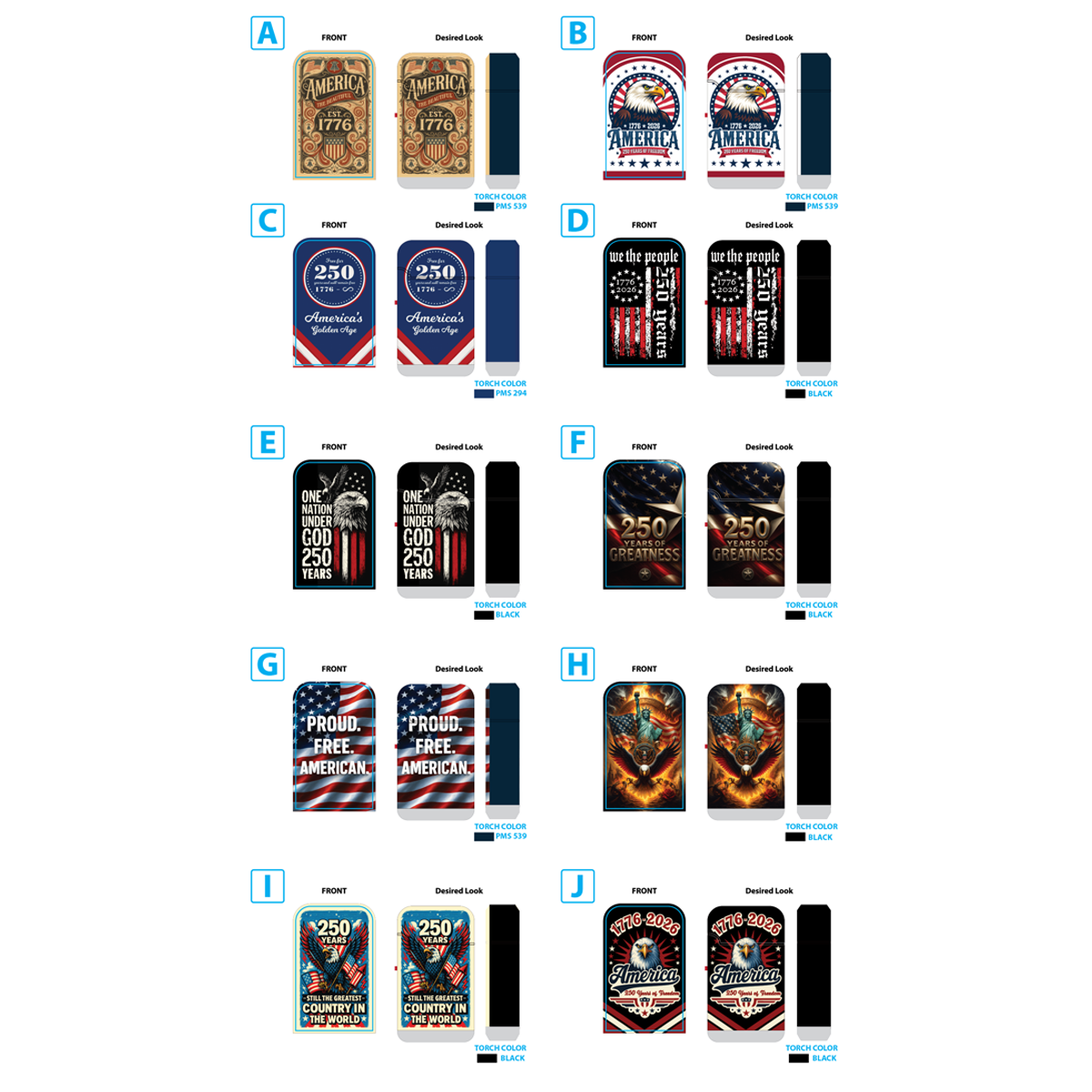 Patriotic USA 250 Dual Torch Lighter - 15 Pieces Per Retail Ready Display 26420 SMOKEZILLA
